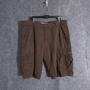 PJ Mark Cargo Shorts Mens 40 Brown Flat Front Drawstring Pockets Cotton Solid - Picture 1 of 15