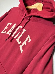 Felpa con cappuccio rossa pesante da uomo L American Eagle Draw String stile universitario punto - Foto 1 di 5
