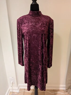 Vestido midi vintage de terciopelo con puntos morados y plateados Katlyn O'Farrel años 90 talla 14P Foto 1 de 4