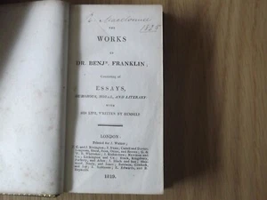 WORKS OF BENJAMIN FRANKLIN. ESSAYS. 1819. LEATHER BINDING. POCKET EDITION. - Picture 1 of 8