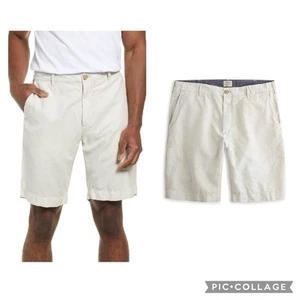 FAHERTY Malibu Mens Size 36 Shorts in Stone Khaki Cream Cotton Blend 9” - Picture 1 of 15