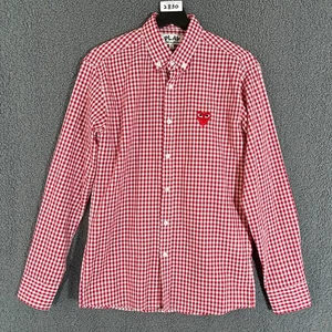 Comme des Garcons Play Japan Made Check Button Down Shirt - Men's Size M - Red - Picture 1 of 11