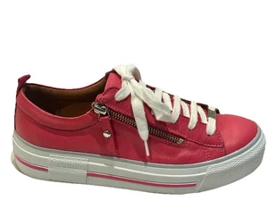 Moda In Pelle Filician Raspberry Leather Side Zip Lace Up Chunky Trainers 37 4 - Bild 1 von 20