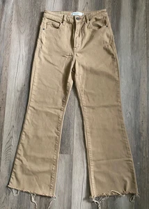 Pantalones de mezclilla Nori marca HIDDEN marrón tostado para mujer talla 27 cintura alta pierna ancha dobladillo deshilachado - Imagen 1 de 13