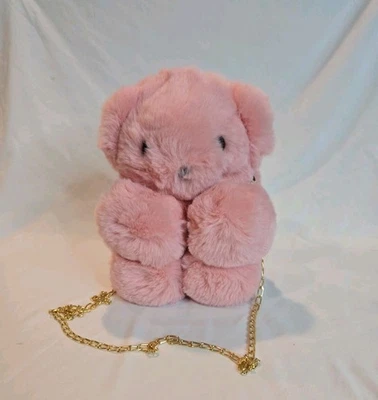 Cartera Bandolera Oso Esponjoso Rosa Sin Marca para Niñas Foto 1 de 4