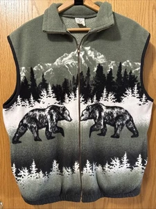 Chaleco polar con cremallera de colección Polar Graphics PARA HOMBRES XL Bear Mountain Trees con bolsillos EE. UU. - Imagen 1 de 8