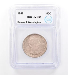 1946 Booker T Washington Commemorative Half Dollar MS65 ICG Beautiful Tone *1626 - Picture 1 of 3