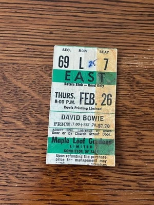 1976 David Bowie Concert Ticket Stub Feb. 26th Maple Leaf Gardens, Toronto - Image 1 of 2