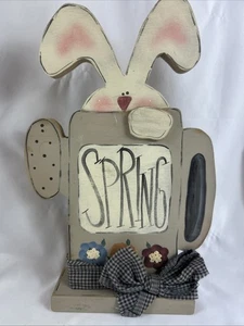 Bunny Rabbit In Watering Can Wood Sign SPRING 12x7.5” Handmade - Picture 1 of 6
