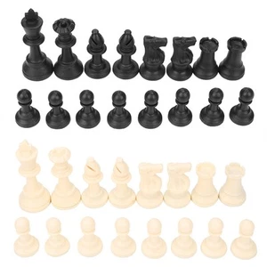 Plastic International Chess Pieces Standard Tournament Chessmen Black&White Zz1 - Picture 1 of 8