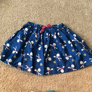 Mini Boden Girls Skirt Size 4-5Y Drummers Novelty Pull On Navy Tie Waist Elastic - Picture 1 of 8