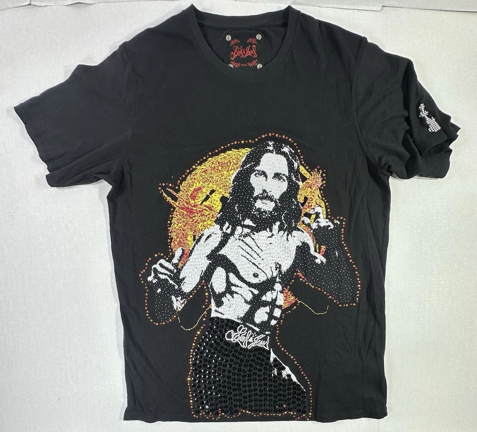 Camiseta Elvis Jesus Para Hombres XXXL Gráfica Bruce Lee Artes Marciales Estrás Negra Foto 1 de 4
