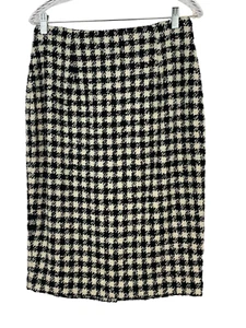 Women's 1 Vintage Wool Lined Skirt Black White Check Back Zip JH Collectible - Picture 1 of 5