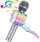 Microphone sans fil karaoké 4 en 1 avec lumières DEL, microphone portable pour enfants