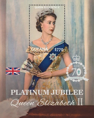 Guyana 2022 - Queen Elizabeth II, Platinum Jubilee - Souvenir Stamp Sheet - MNH Cover