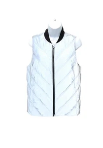 Athleta Womens Reflective Full Zip Goose Down Puffer Vest, Metallic Gray, M - Picture 1 of 6