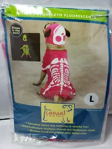 Casual canine glow in the dark pink skeleton costume Halloween dog large L Bones - Picture 1 of 9