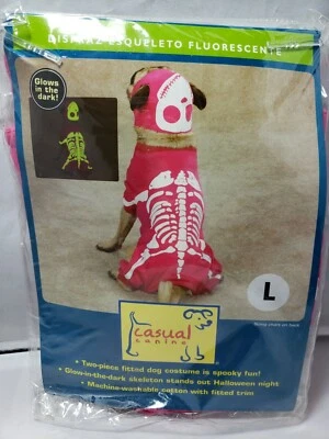 Fantasia casual canina brilho no esqueleto rosa escuro cachorro Halloween grandes ossos L - Imagem 1 de 4