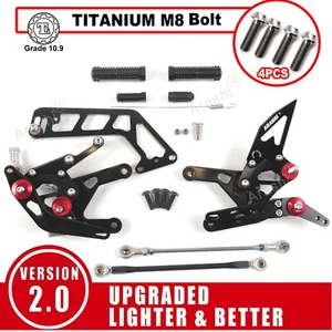 For Yamaha MT-10 FZ-10 2016-2022 Adjustable Rearsets Footrest & M8 Bolts Screws - Picture 1 of 12