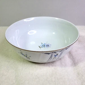 Vtg Mikasa Dorchester Vegetable Bowl Blue &Purple Flowers Blue Lines Gold Trim - Picture 1 of 10