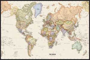 Map of the World 59X42cm Geography Art Poster Classic Print Home Office Decor - Picture 1 of 12
