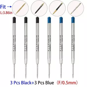 6 piezas de recambios de bola Parker Quink 3 negros + 3 azules para bolígrafos de mi tienda - Imagen 1 de 6