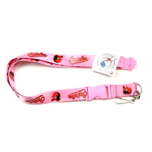 Baltimore Orioles Pink Lanyard Double Sided Keychain Key Ring Clip MLB NEW