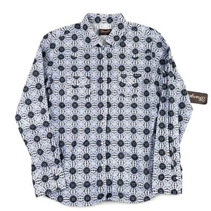 Wrangler Ada Print Shirt Womens Size 14 Blue Black Floral Pearl Snap Cotton New - Picture 1 of 14