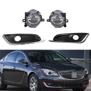 Front Bumper Fog Lights + Lamps Covers Bezel For Buick Regal 2014 2015 2016 2017 - Picture 1 of 11
