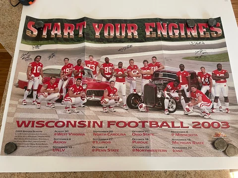 Wisconsin Badgers Football Poster  2003 Vintage Signed Autographed 24x36 Cover