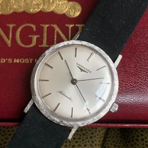 Vintage Longines 14K Solid White Gold Florentine Automatic Wristwatch w/ Box - Picture 1 of 17