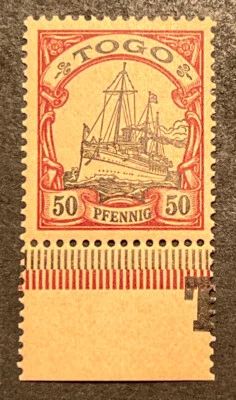 Travelstamps: Germany Togo Africa Stamps Kaiser’s Yacht 50pf Mint MNH OG UNWMK - Image 1 of 4