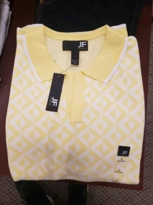 Polo Para Hombre L Grande Tejido Amarillo MCM Estilo Vintage JF J.Ferrar Foto 1 de 4