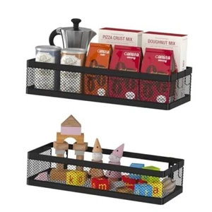 Hanging Storage Baskets Organizer Wall Mount, Metal Wire Storage Netting Black - Picture 1 of 7
