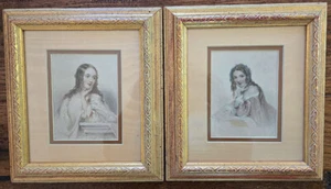 Vintage Fleck Brothers Prints Pair Young Ladies Antique Style - Picture 1 of 2