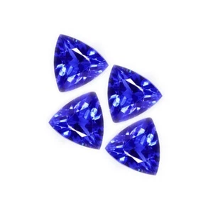 Natural Blue Tanzanite 8-10 Cts Loose Gems Certified 4 Pcs Lot Trillion Cut WT18 - Picture 1 of 10