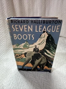 Vintage Seven League Boots by Richard Halliburton HCDJ 1937 - Foto 1 di 7
