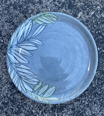 Juego de 4 platos de ensalada florales azules de 8 pulgadas de melamina con borde de cajón y barril Foto 1 de 4