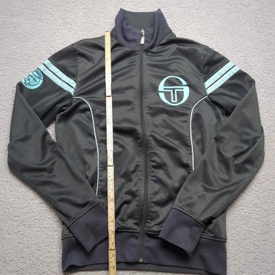 Sergio Tacchini Jacket Mens Medium Black Blue Lightweight Distressed Vintage M - Image 1 of 4