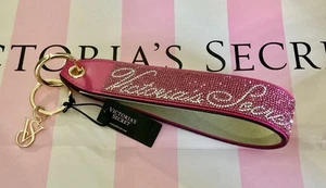 NWT Victoria's Secret Rhinestone Keychain Wristlet Strap Pink Logo BLING - Picture 1 of 3