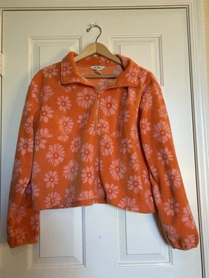 Moletom feminino Billabong laranja vibrante com estampa floral rosa tamanho G - Imagem 1 de 4