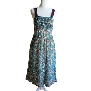 Y2K Vintage TUFI DUEK | Vestido Azul Estampado Floral Seda Cintura Imperio | Talla 6/40 - Imagen 1 de 7