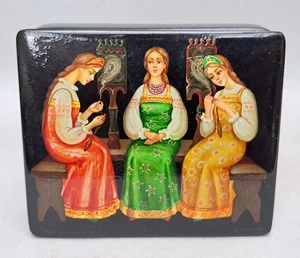 BOITE RUSSE LAQUE FEDOSKINO / PALEKH / TSAR SALTAN / ANTIQUE LACQUER BOX 1983 - Picture 1 of 7