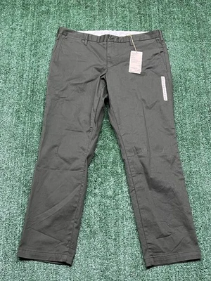 Pantalones chinos ajustados Muji grandes 38x30 verde oscuro elásticos de algodón orgánico para hombre Foto 1 de 4