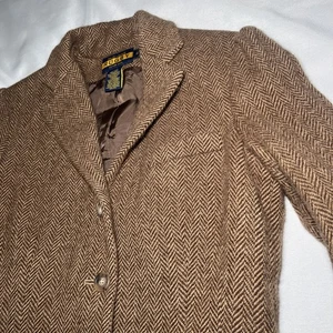 Ralph Lauren Rugby Women's Brown Wool Alpaca Herringbone Blazer Size 2 **FLAW** - Picture 1 of 10