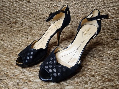Kate Spade Gala Polka Dot Heels Size 8 Metallic Platforms Stiletto Black Suede - Изображение 1 из 4