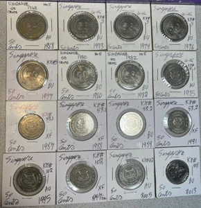 1968 - 2013 Singapore 50 Cents High Grades XF - BU Condition 16 Coin Lot - Picture 1 of 18