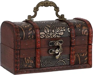 ELLDOO Vintage Treasure Chest Box, Pirate Keepsakes Box for Small, Wooden - Picture 1 of 9