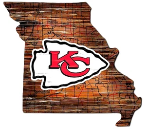 Letrero angustiado estatal de los Kansas City Chiefs aproximadamente 16" x 23" - Imagen 1 de 1