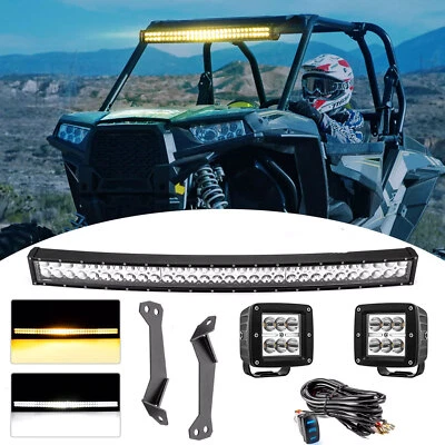 Roof 32" Strobe LED Light Bar Mount Wire w/3" LED Pods For Polaris RZR XP Turbo - Image 1 of 4